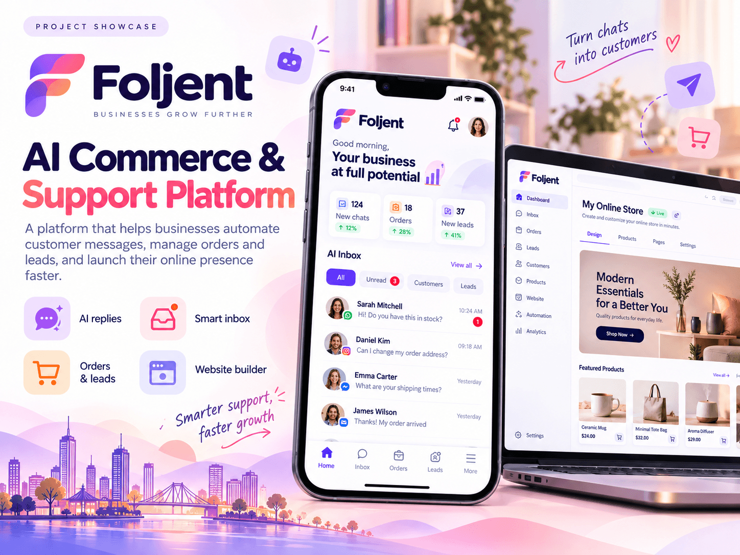 Foljent product presentation and application interfaces